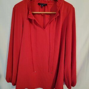 Women's Tommy Hilfiger XL Red Chiffon Flowy Top Long Sleeve Blouse